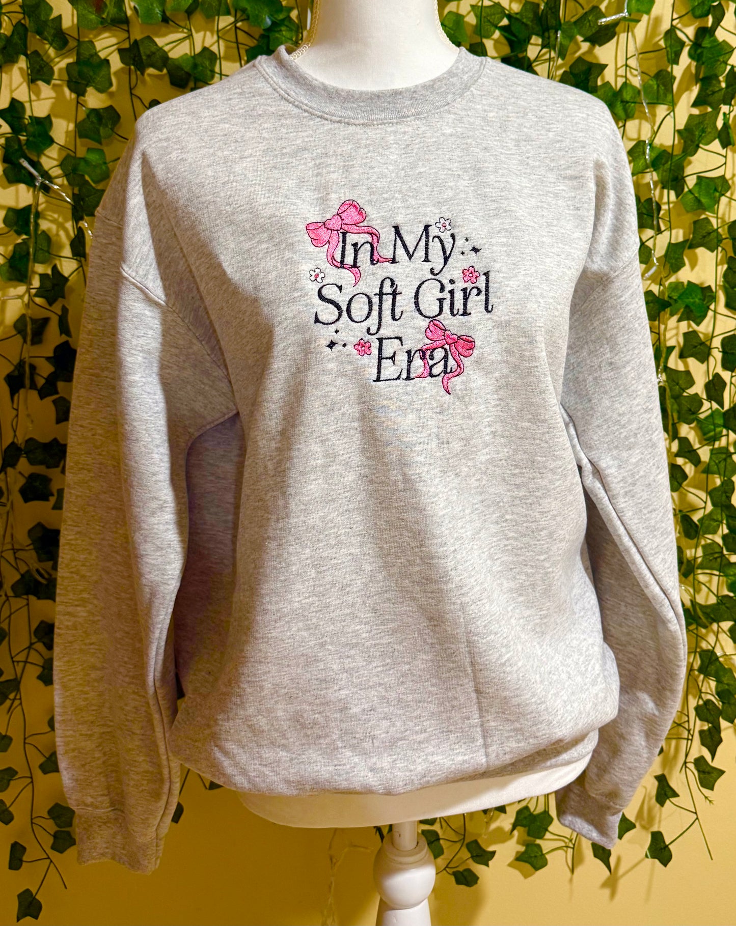 In my soft girl era Embroidered Crewneck