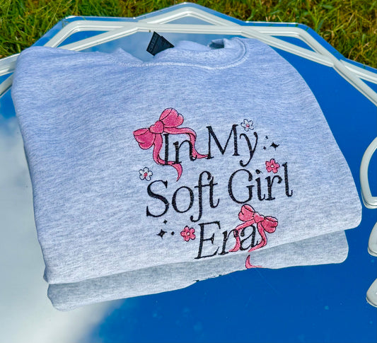 In my soft girl era Embroidered Crewneck
