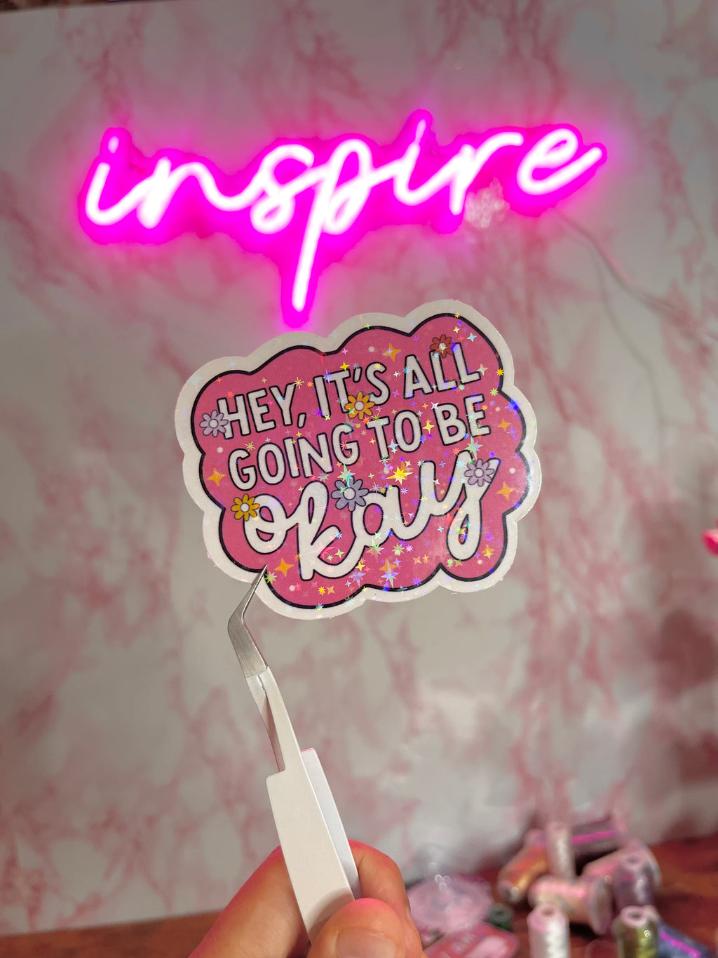 Pink Okay Sticker