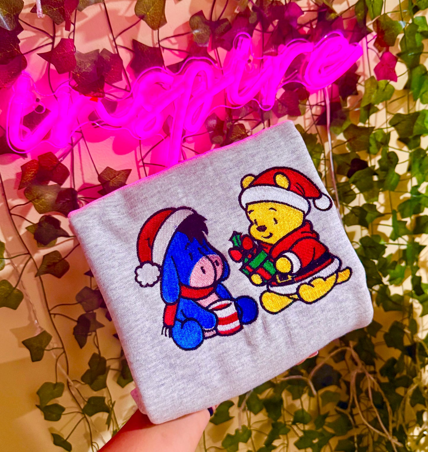 Chibi Winnie & Eeyore Embroidered Crewneck