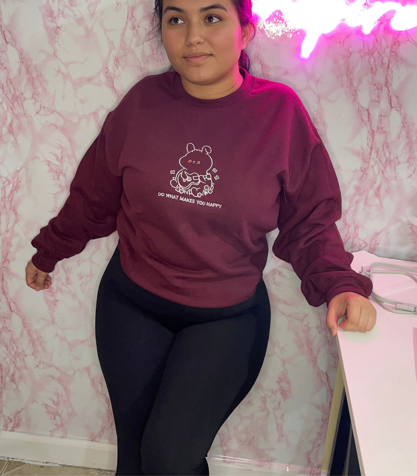 Do Happiness Embroidered Crewneck