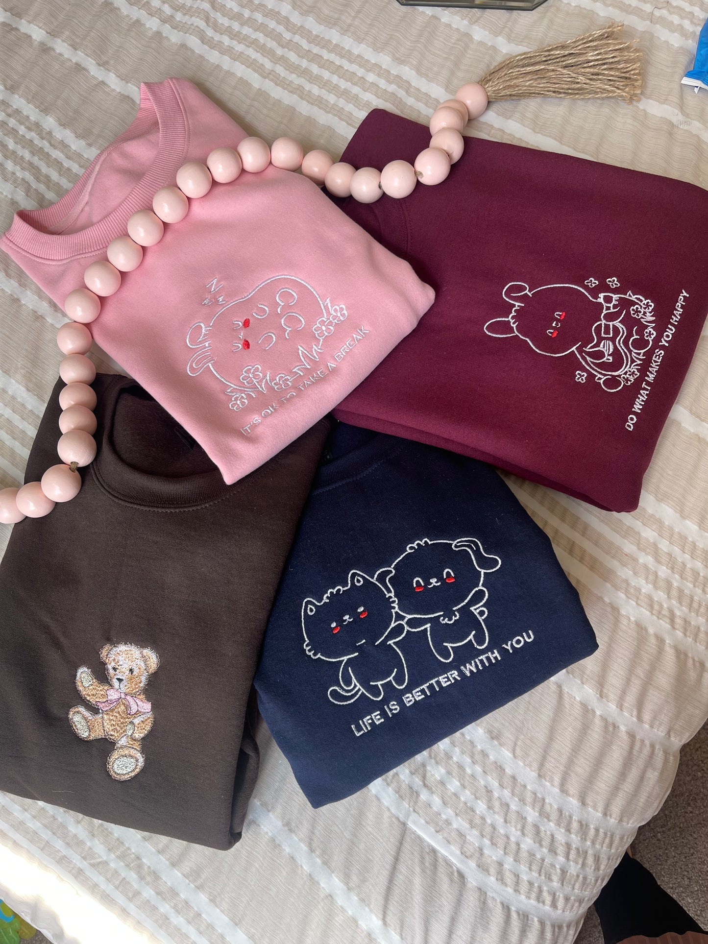 Corduroy Bear Embroidered Crewneck